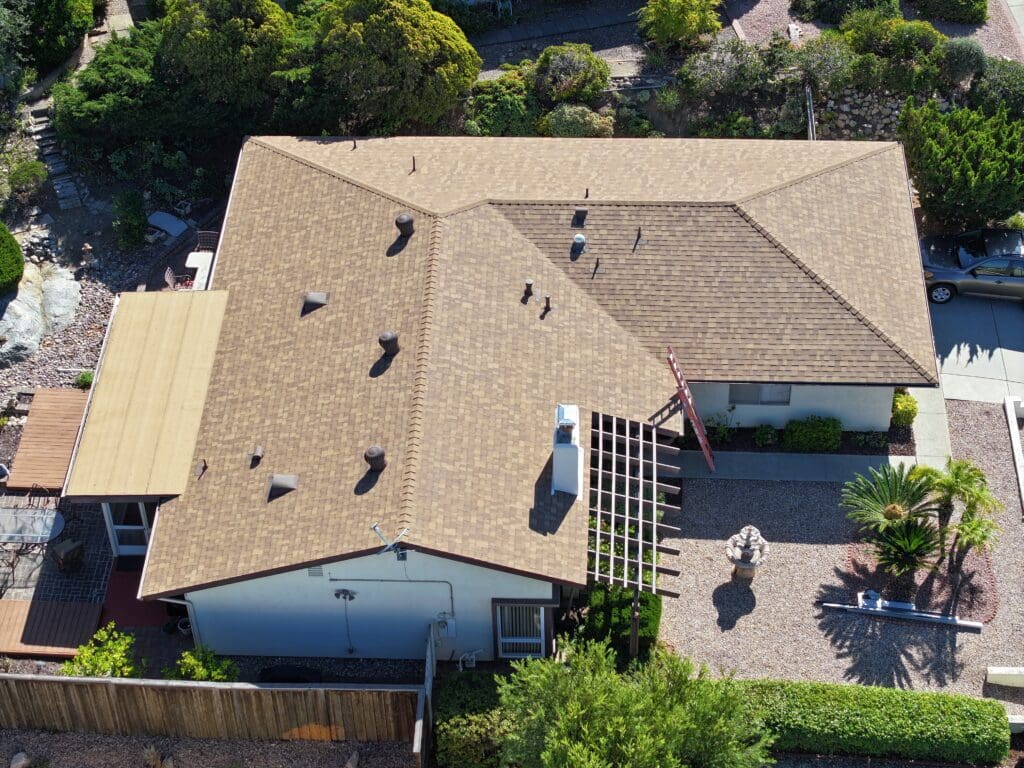 Roof Replacement in San Diego (Rancho Bernardo) on Selva Drive Roof Replacement San Diego County (Rancho Bernardo) Left Side.