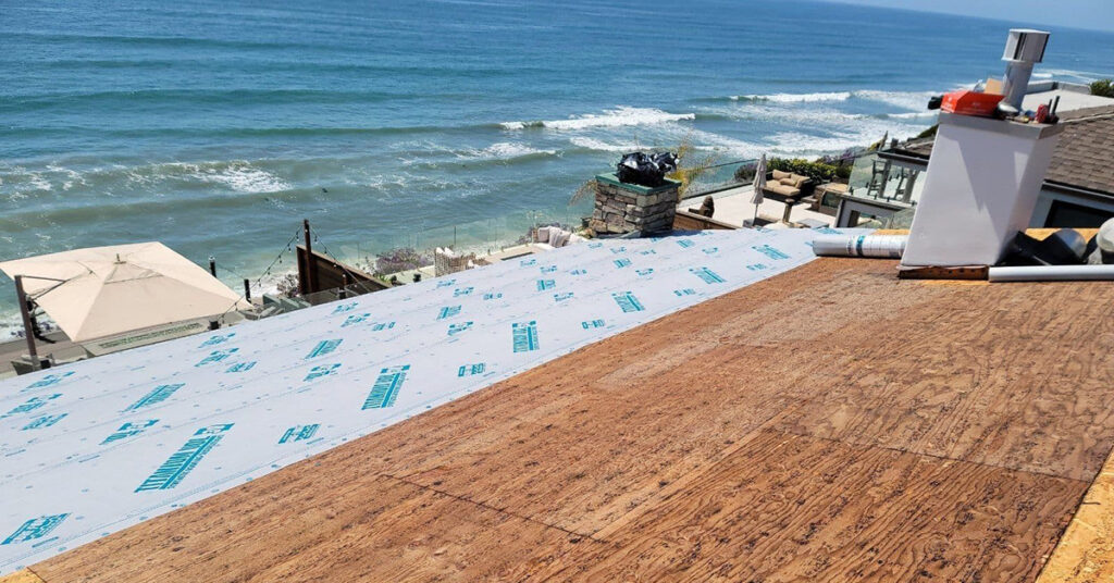 Roofing Contractor Leucadia. Roof replacement in progress by Leucadia roofing contractor Richardson Roofing.