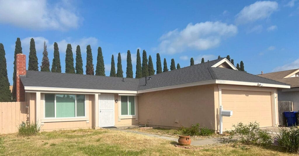 A completed reroof by roofing contractor La Mesa Richardson Roofing.